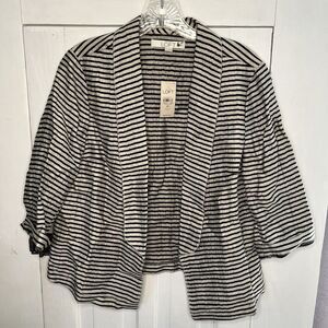LOFT NEW Lightweight Blazer Size 8P Striped Open Front 3/4 Sleeve Women's NWT